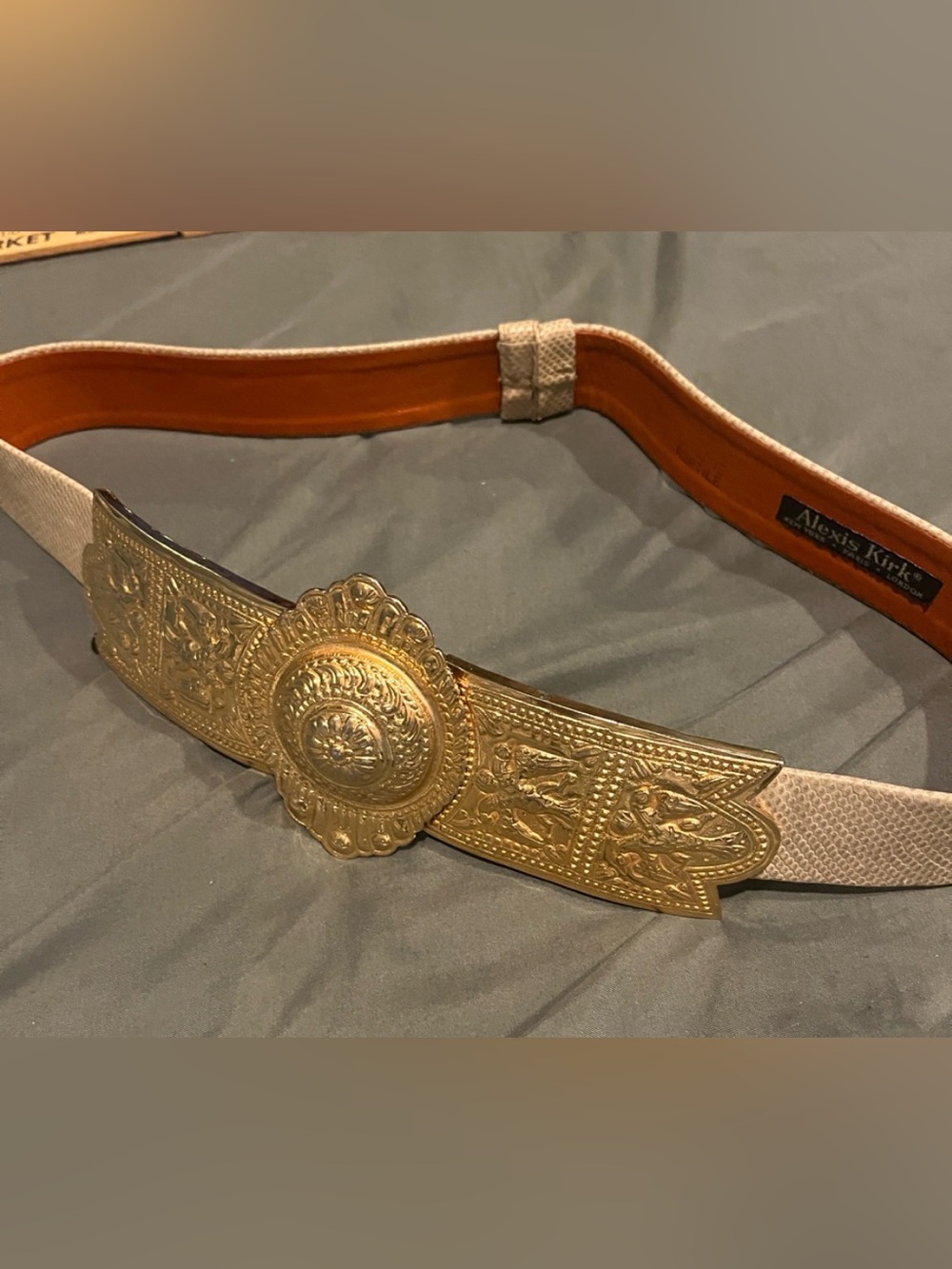 Vintage Gold Tone Bird Belt - Alexis Kirk Style - Adjustable 32"